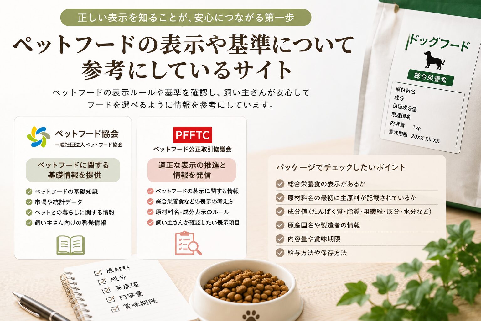 ペットフードの表示や基準について参考にしているサイト